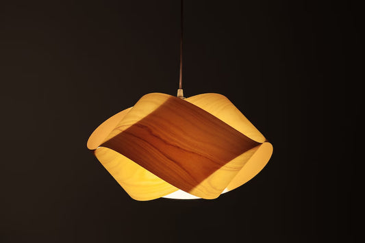 Artistic UFO Light Natural Veneer Modern Sustainable Chandelier-Pendant Lamp Shade-Home Decor Light-Minimalist Lamp-Desk Decor