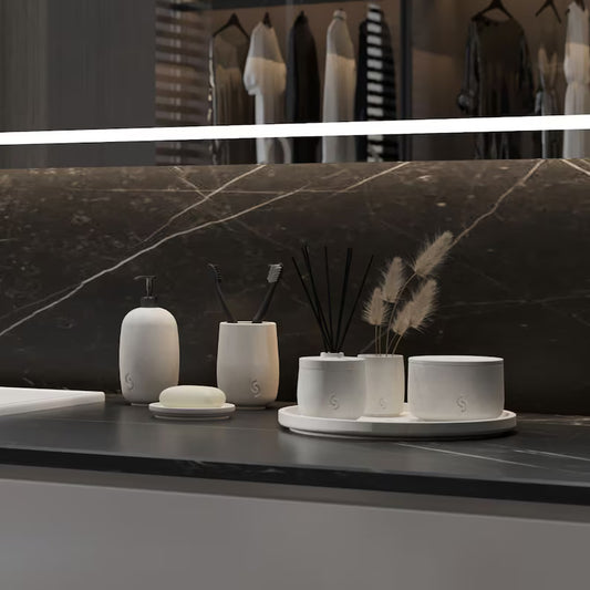 Handmade Concrete Bathroom Accessory Set: Modern Bath Decor, 7-Piece