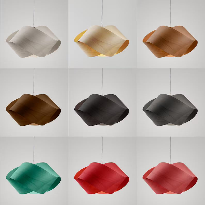 Artistic UFO Light Natural Veneer Modern Sustainable Chandelier-Pendant Lamp Shade-Home Decor Light-Minimalist Lamp-Desk Decor